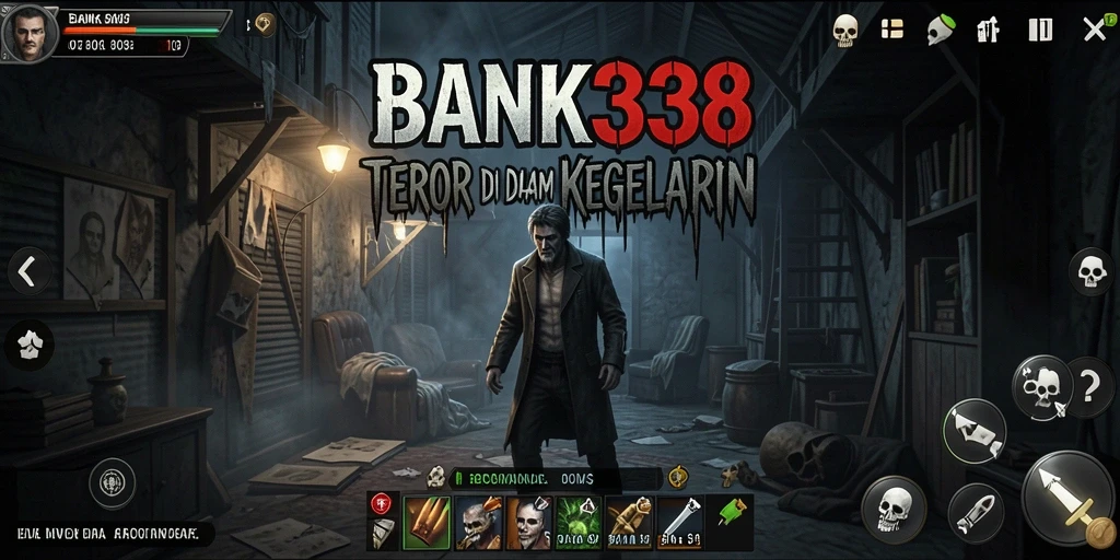 Gameplay seram BANK338 yang penuh ketegangan dan kegelapan.