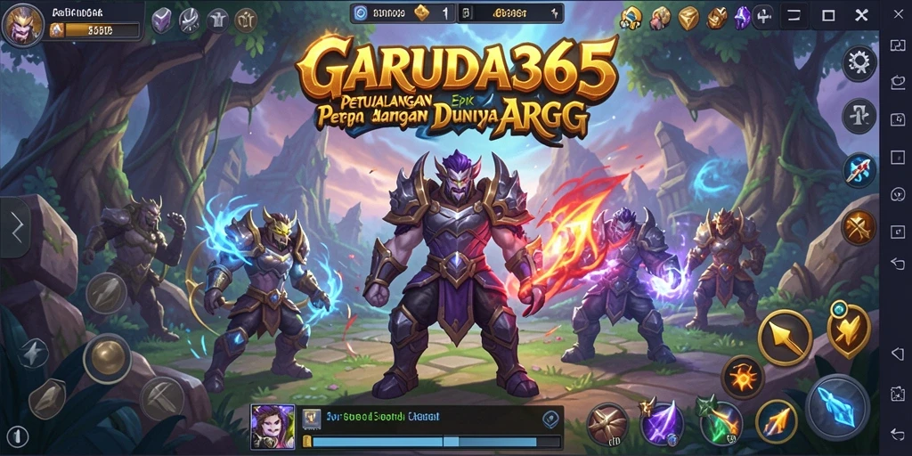 Screenshot GARUDA365 menampilkan pertarungan epik dengan karakter pemain dalam aksi.
