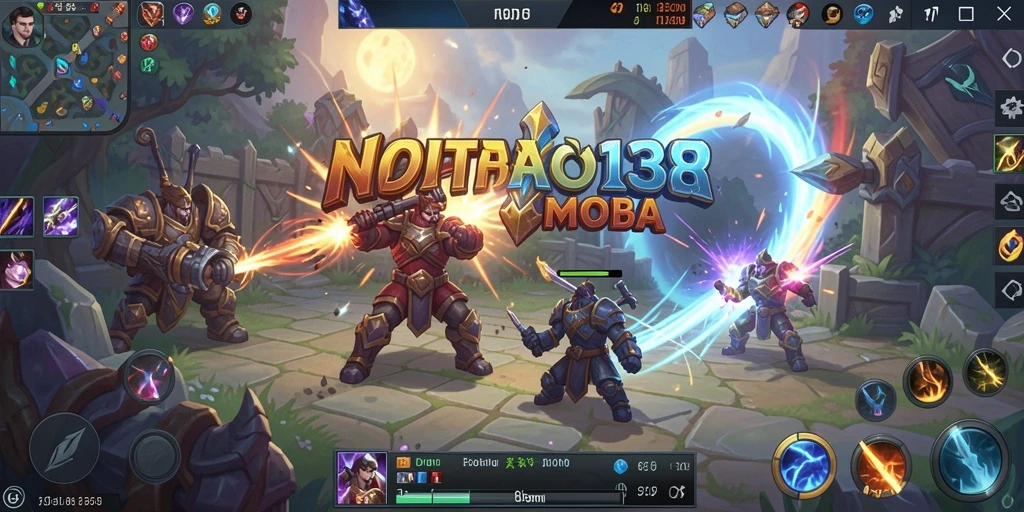 Tampilan seru gameplay MOBA NOBITA138 yang penuh aksi.