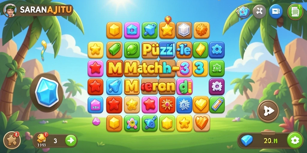 Tampilan menarik dari gameplay SARANAJITU yang penuh warna.