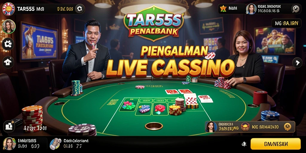 Tangkapan layar TAR555 menunjukkan dealer langsung dan suasana permainan yang menarik.