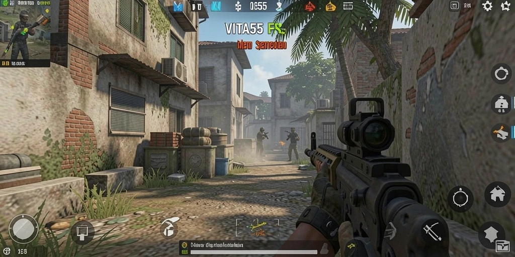 Gameplay intens VITA555 dengan pertempuran FPS yang menarik.