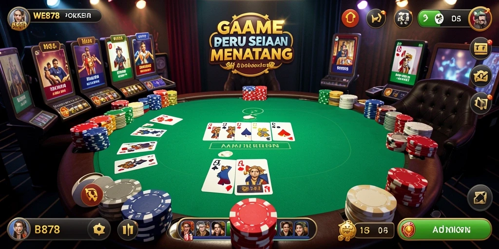 Tampilan gameplay poker yang seru dan interaktif.